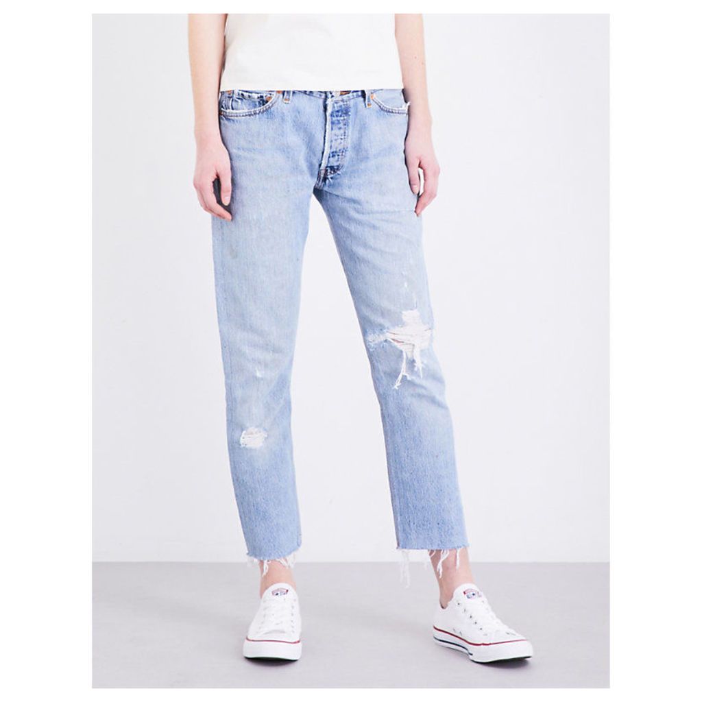 Re/Done Frayed-hem straight high-rise jeans, Women's, Size: 31, Destruction