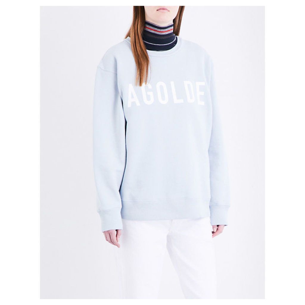 Agolde Harrow oversized cotton-jersey sweatshirt, Women's, Size: S, Soft grey