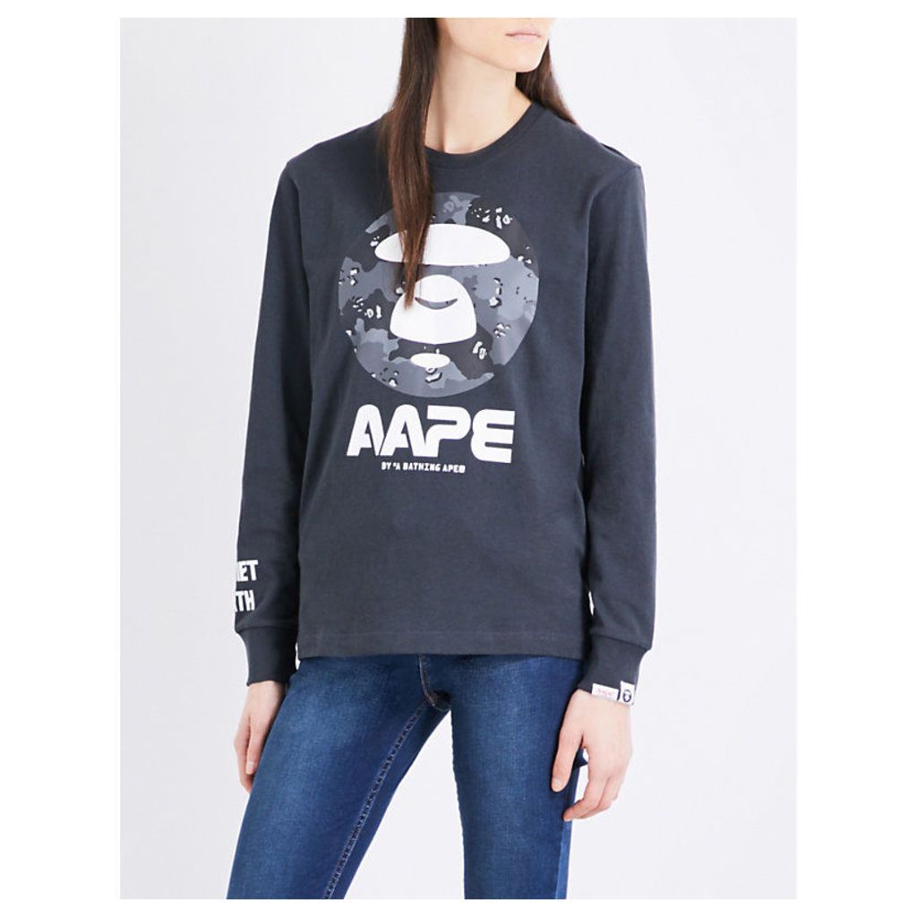 Aape Logo-print cotton-jersey top, Women's, Size: S, Black