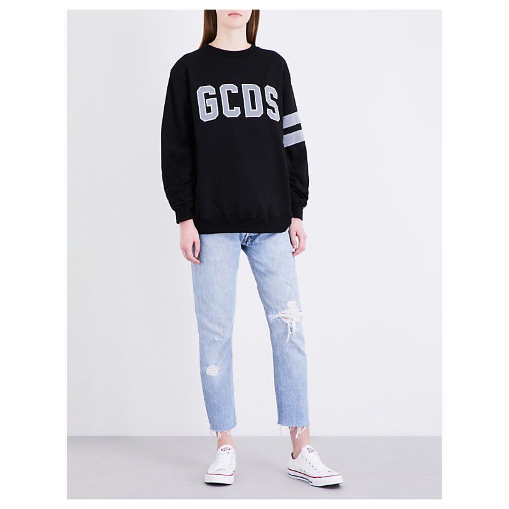 GCDS Brand-logo cotton jumper, Women's, Size: S, Black