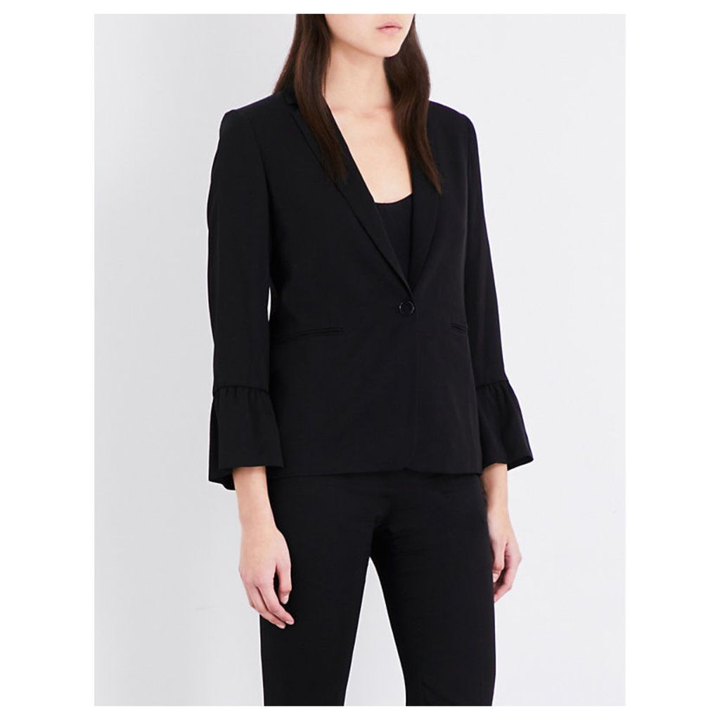 Sandro Ruched-cuff twill jacket, Women's, Size: 12, Black