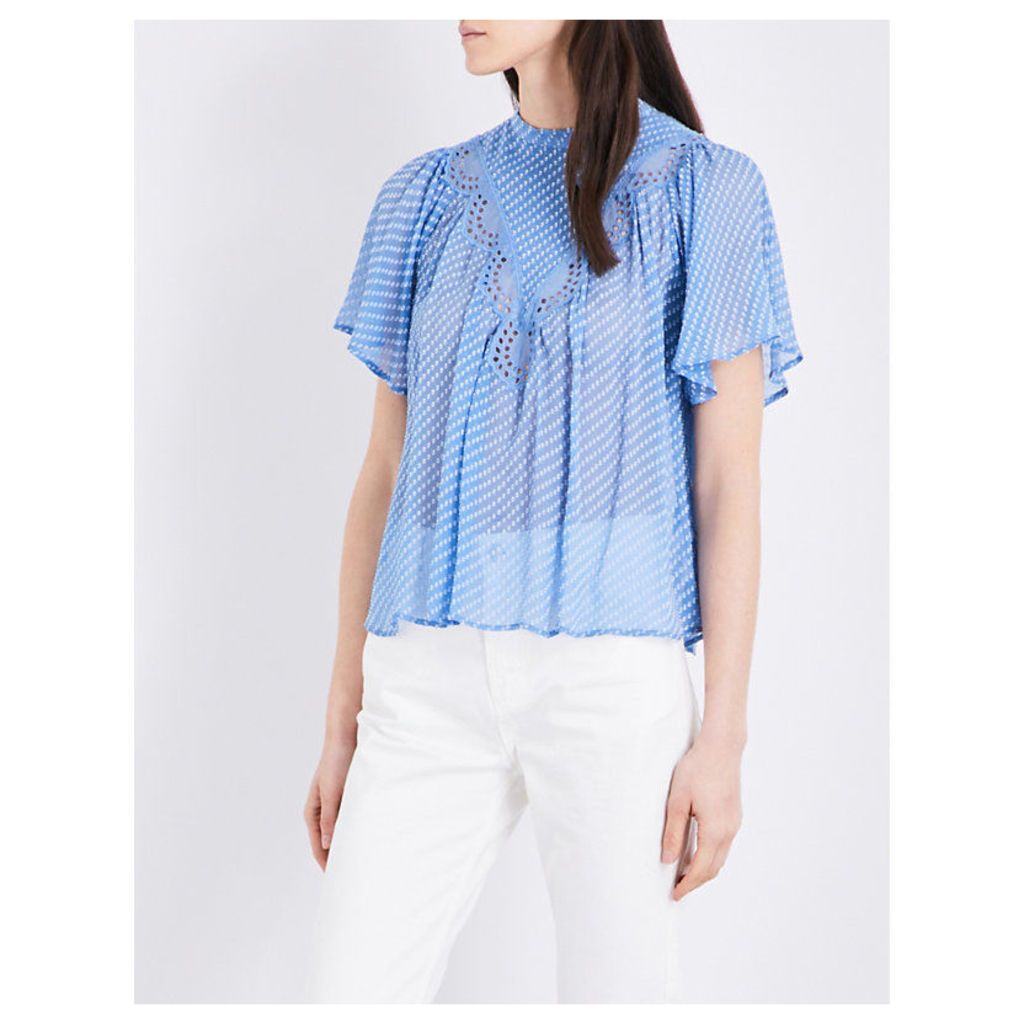Claudie Pierlot Bora silk-blend top, Women's, Size: 8, Azur