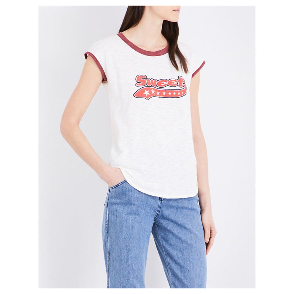 Claudie Pierlot Sweet cotton-jersey T-shirt, Women's, Size: S, Ecru