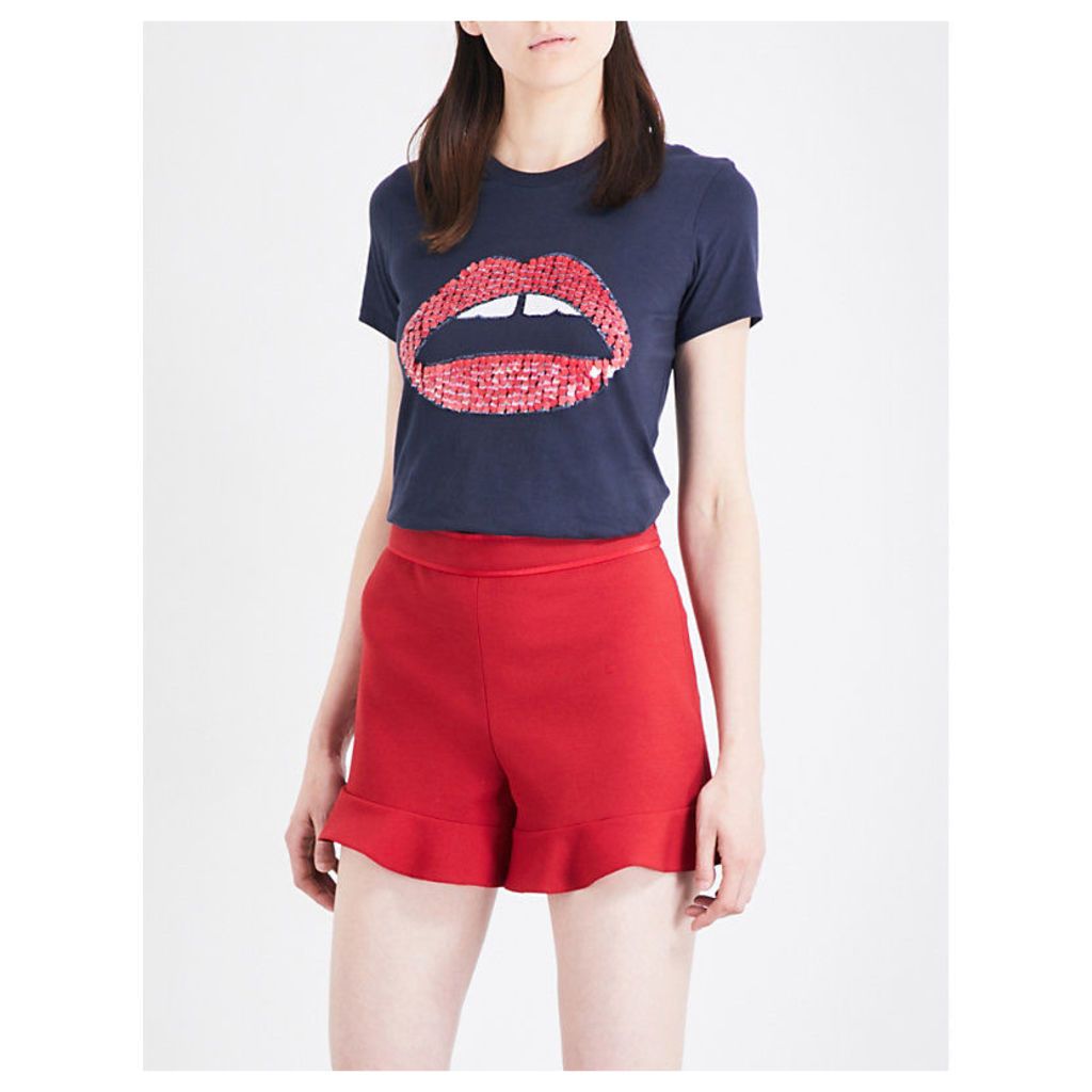 Kate sequinned lips cotton-jersey T-shirt