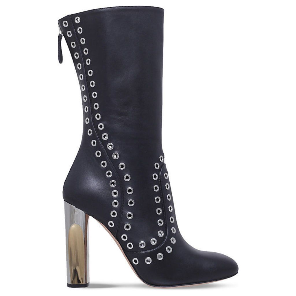Rivet heeled leather boots