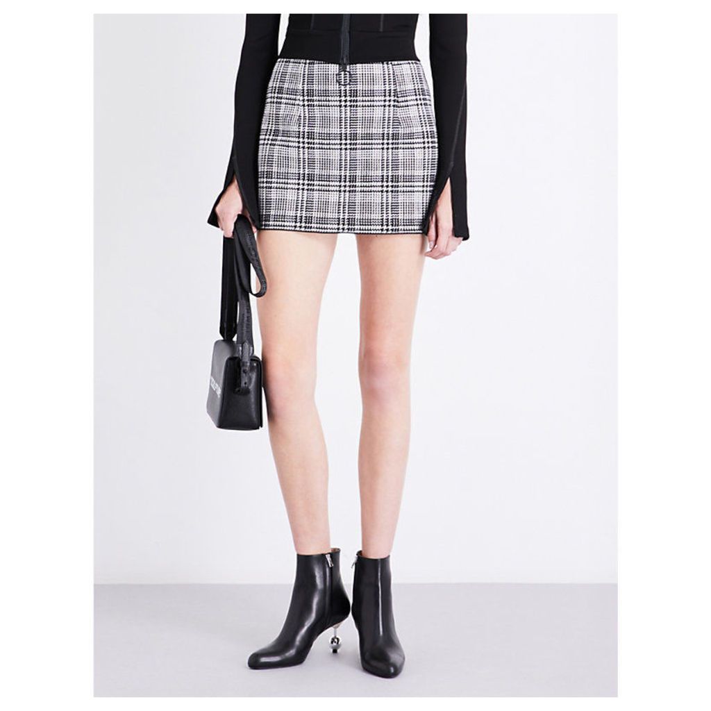 Checked high-rise woven skirt