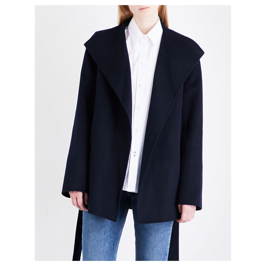 Joseph Ladies Navy Luxury Lima Wool And Cashmere-Blend Cropped Coat