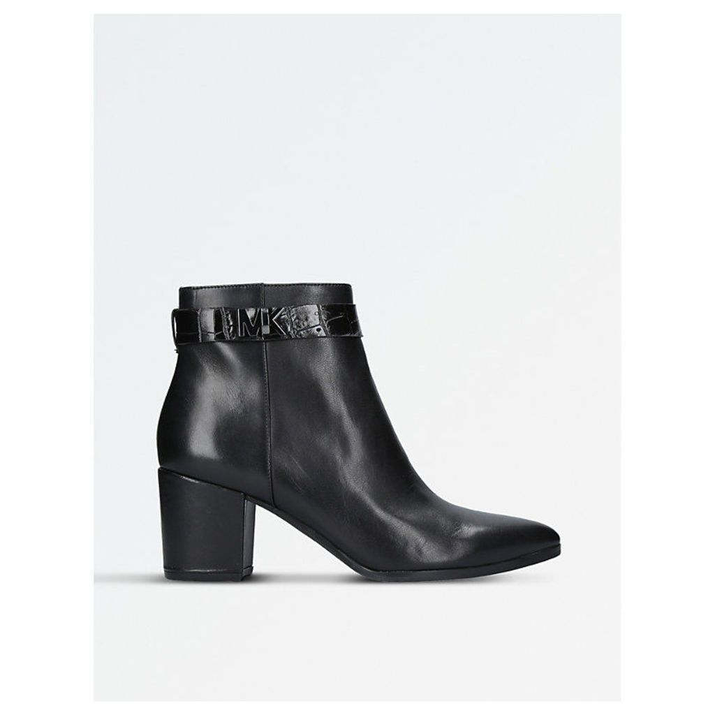 Michael Kors Ladies Black Julianna Leather Croc-Embossed Ankle Boots, Size: EUR 38 / 5 UK WOMEN