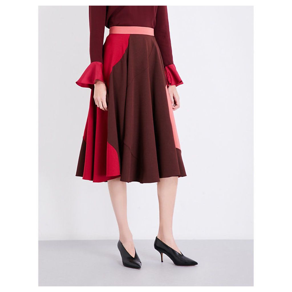 Milena high-rise crepe midi skirt