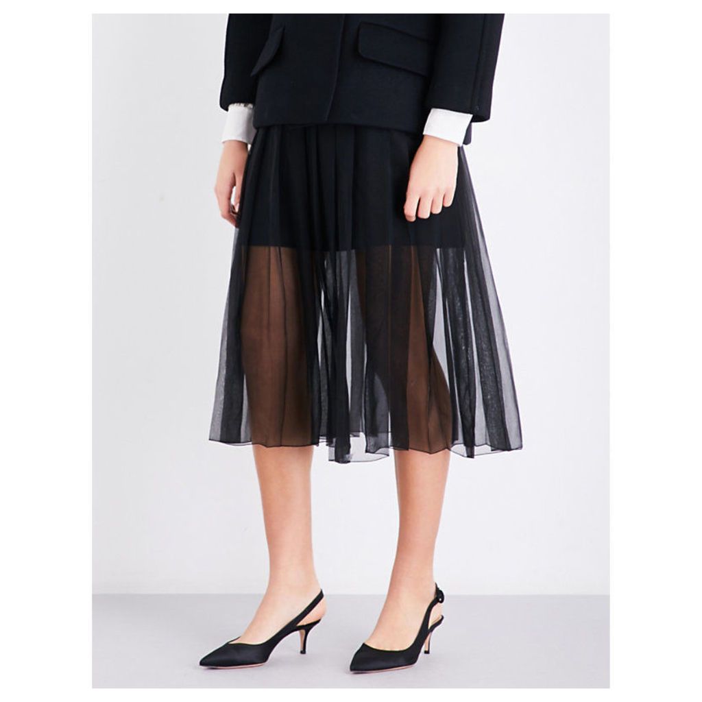 Knife pleated high-rise silk-georgette midi skirt
