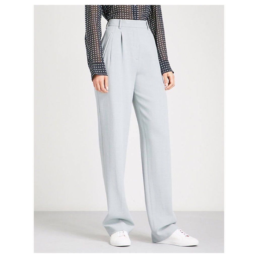 Wide high-rise crepe trousers