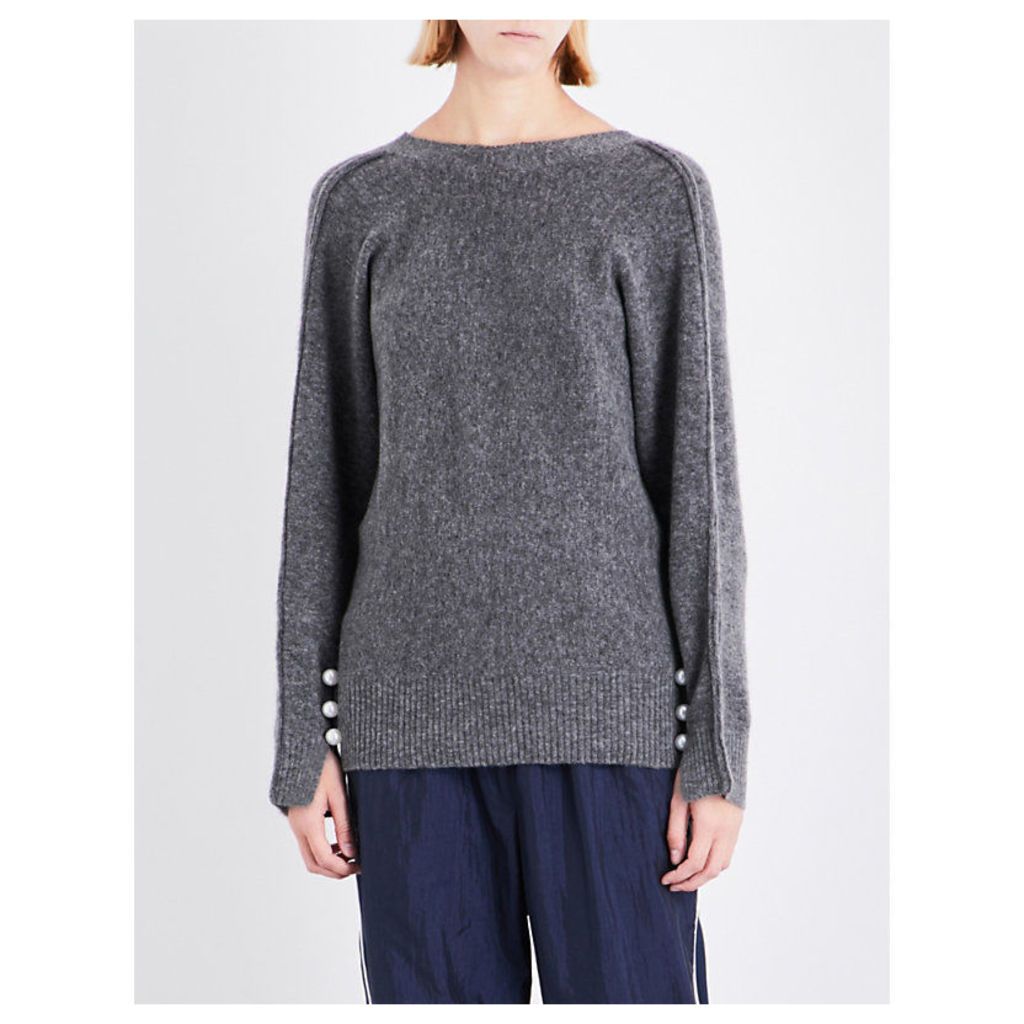 3.1 Phillip Lim Ladies Grey Knitted Casual V-Reverse Sweatshirt