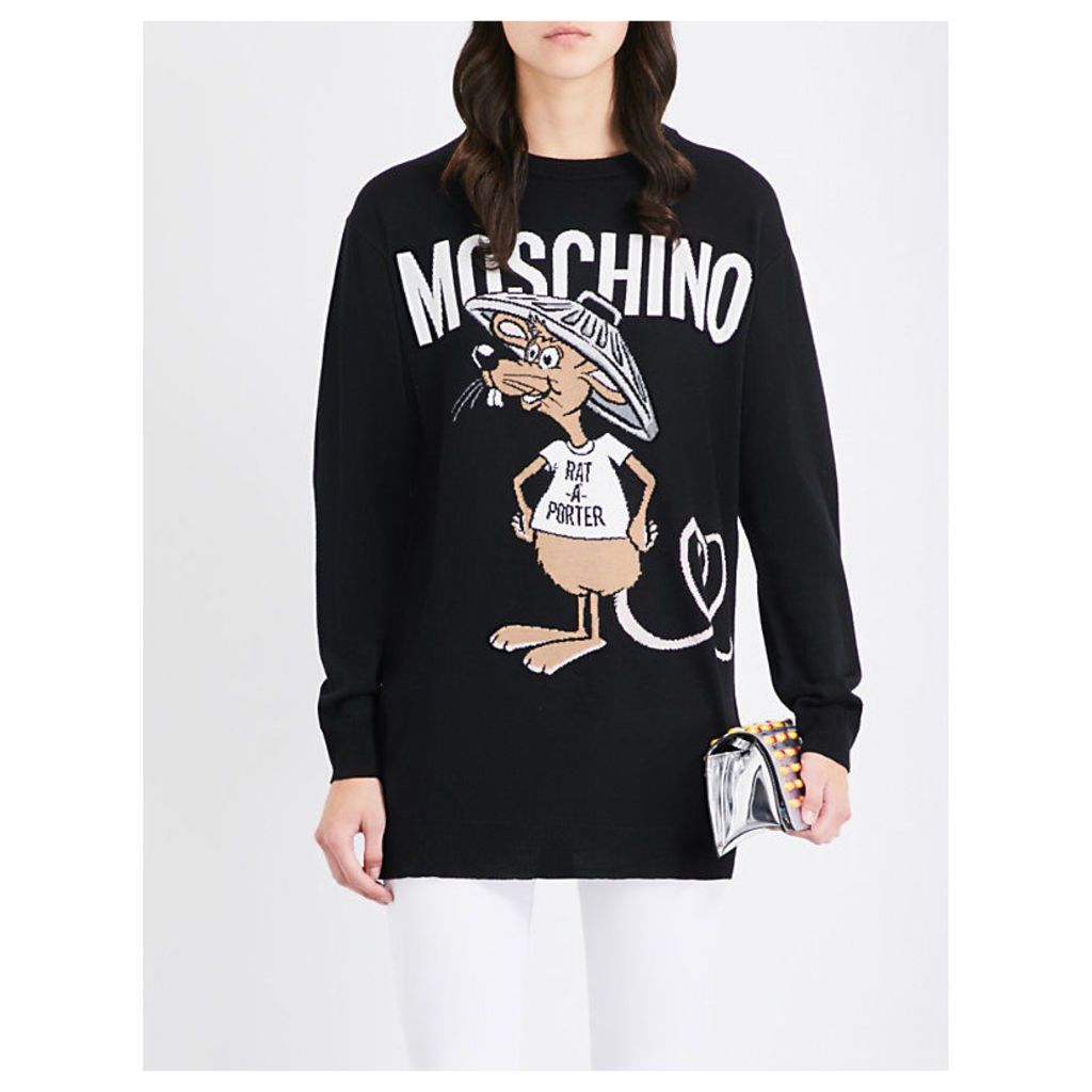 Moschino Rat-A-Porter longline wool jumper, Women's, Size: XS, Black