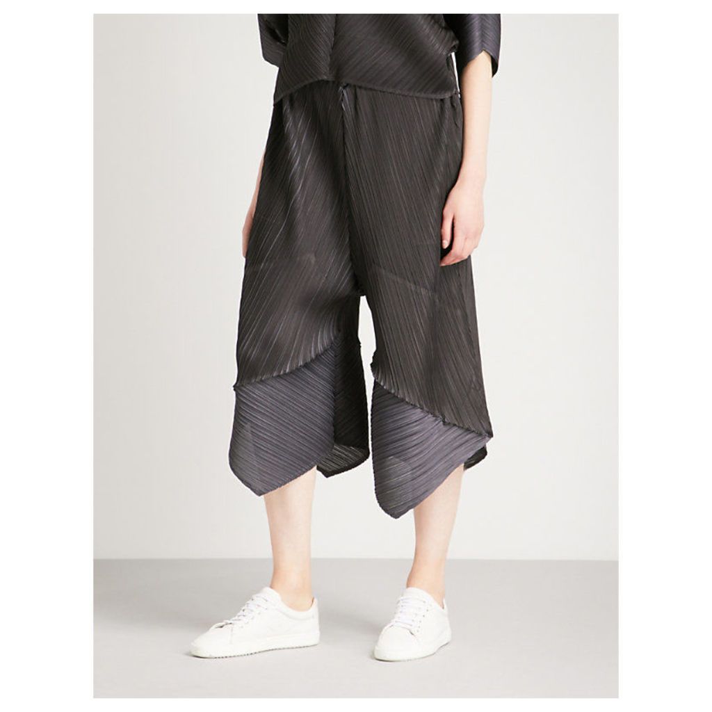Mirror wide-leg high-rise pleated trousers