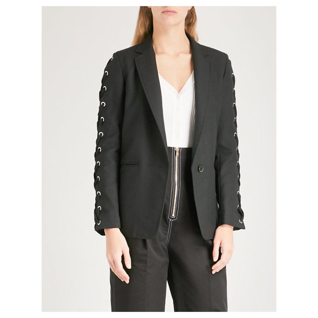 Lace-up detail woven jacket