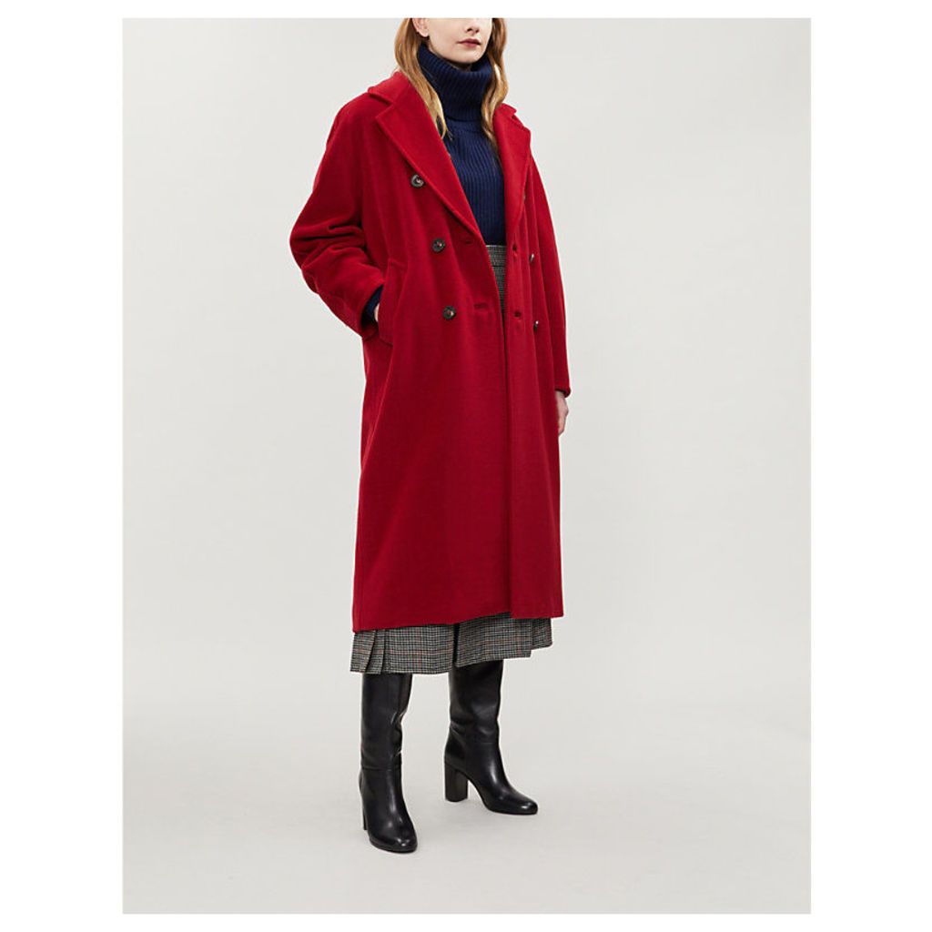 Max Mara Women's Red Madame Double-Breasted Wool and Cashmere-Blend Coat
