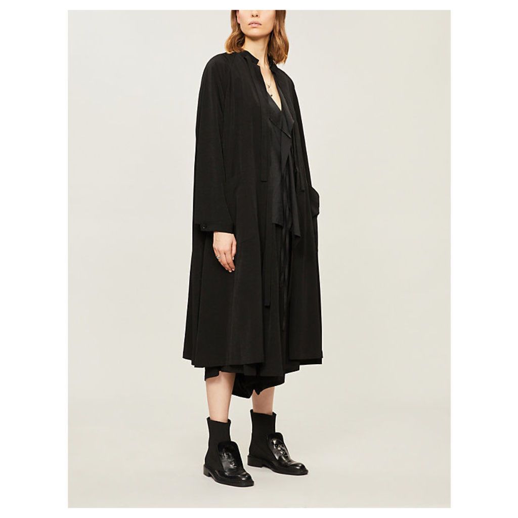 Relaxed-fit tie-up woven coat