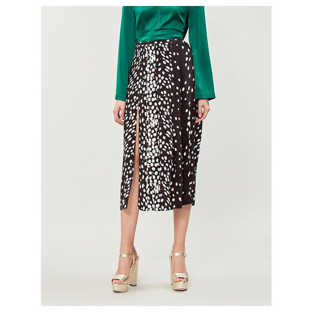 Georgia geometric-print silk-crepe midi skirt