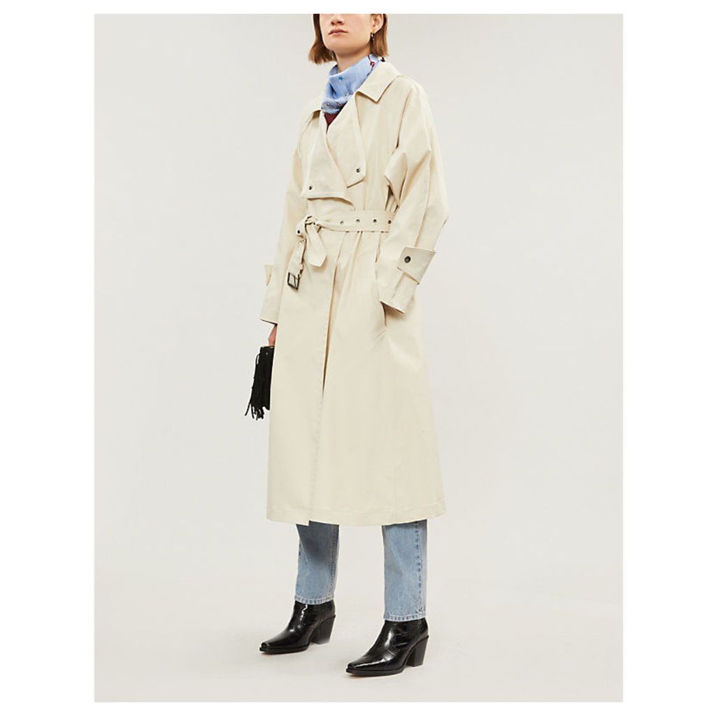 Longline stretch-cotton trench coat