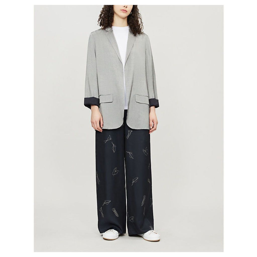 Theory Women's Silver Open-Front Silk-Blend Jacket