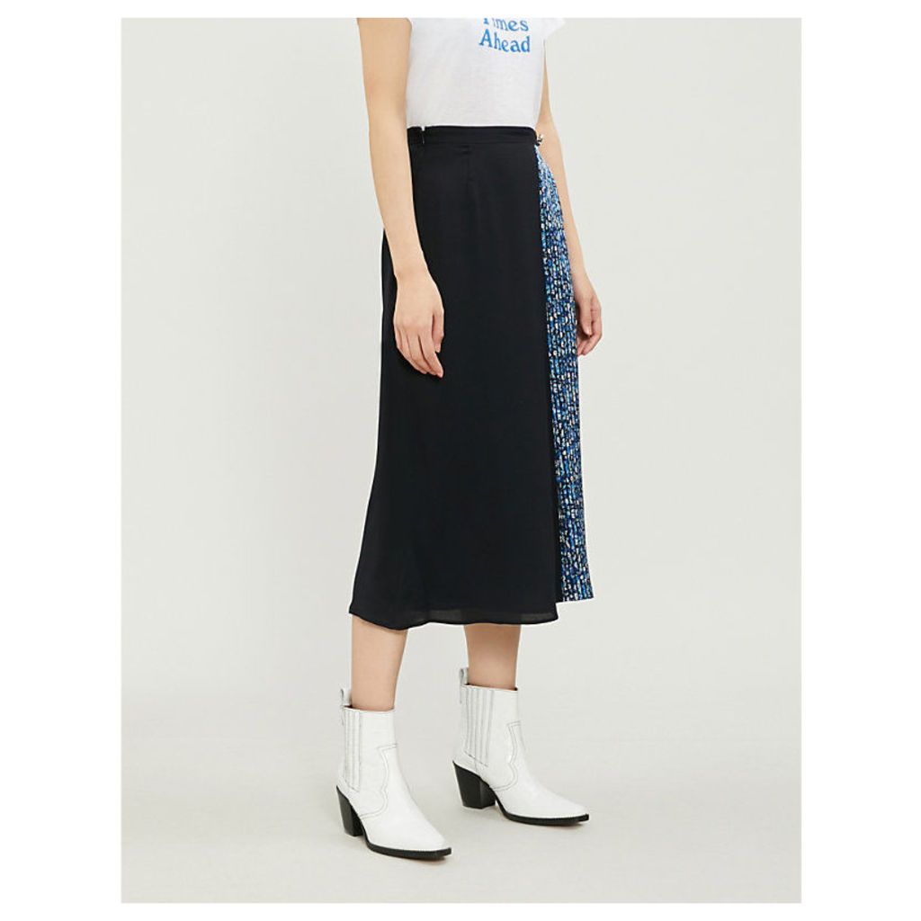 Sweden patchwork-print georgette skirt