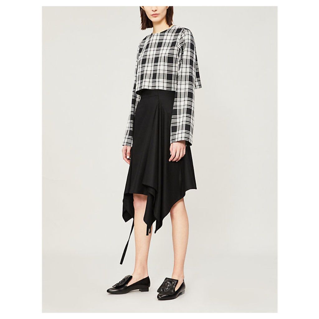 Checked wool crop top