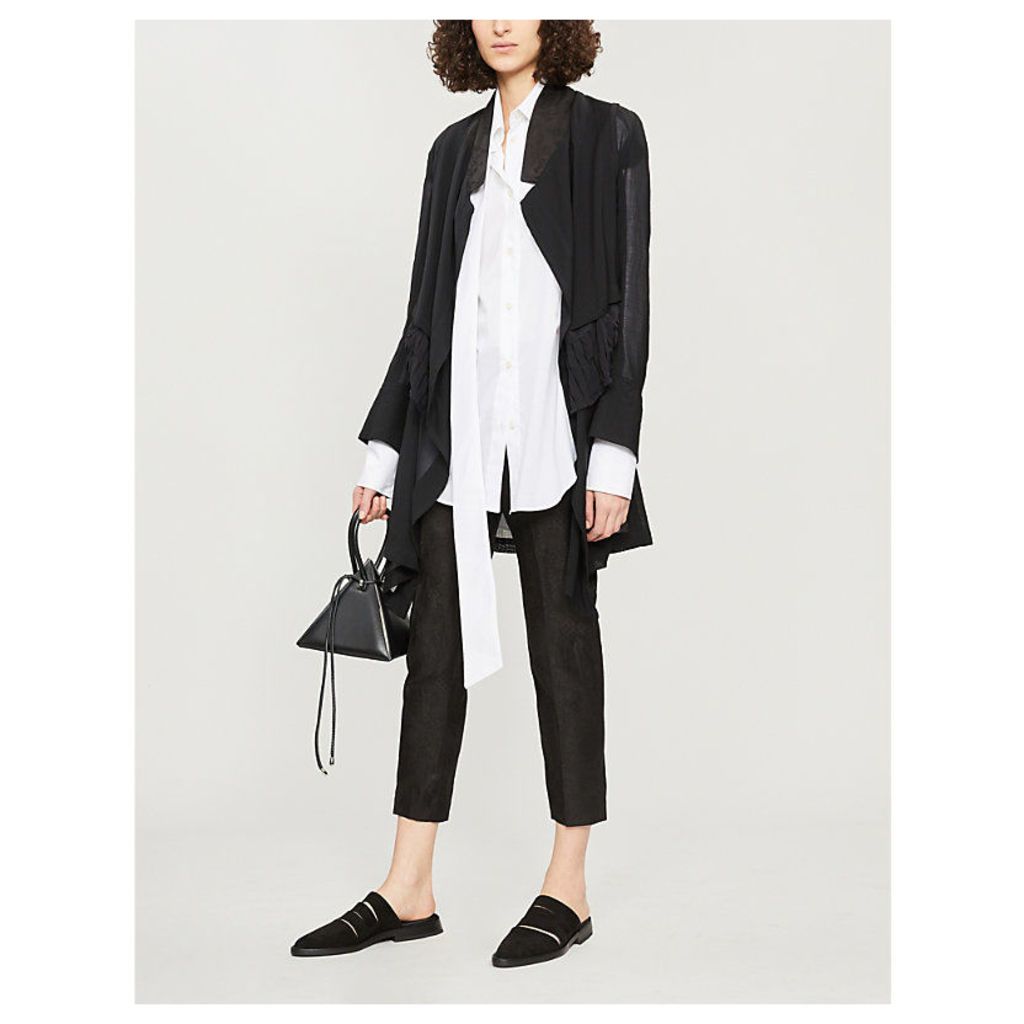 Frill-trimmed double-layered wool and silk-blend jacket