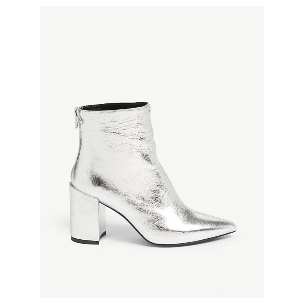 Glimmer metallic leather ankle boots