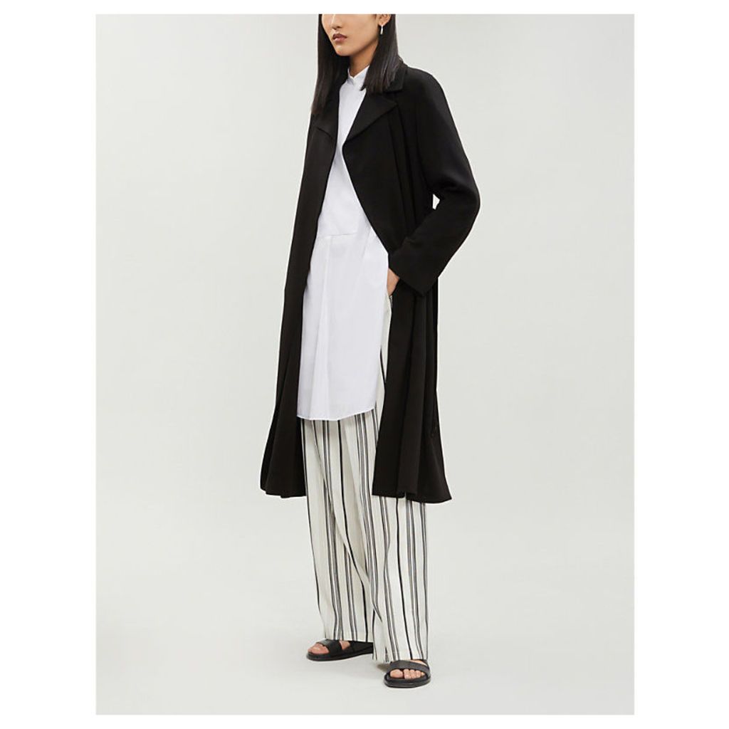 Belted crepe trench coat