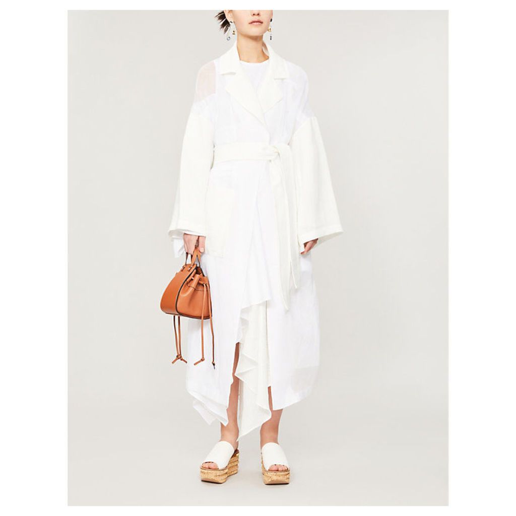 Belted cotton and linen coat