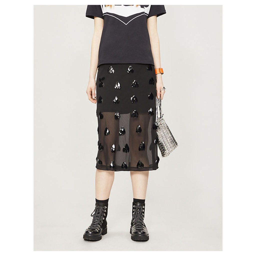Sequin-embellished sheer chiffon skirt