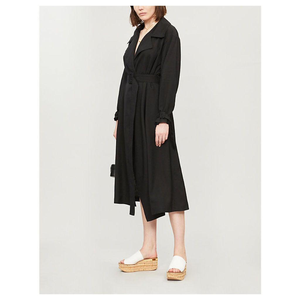Belted woven trench coat