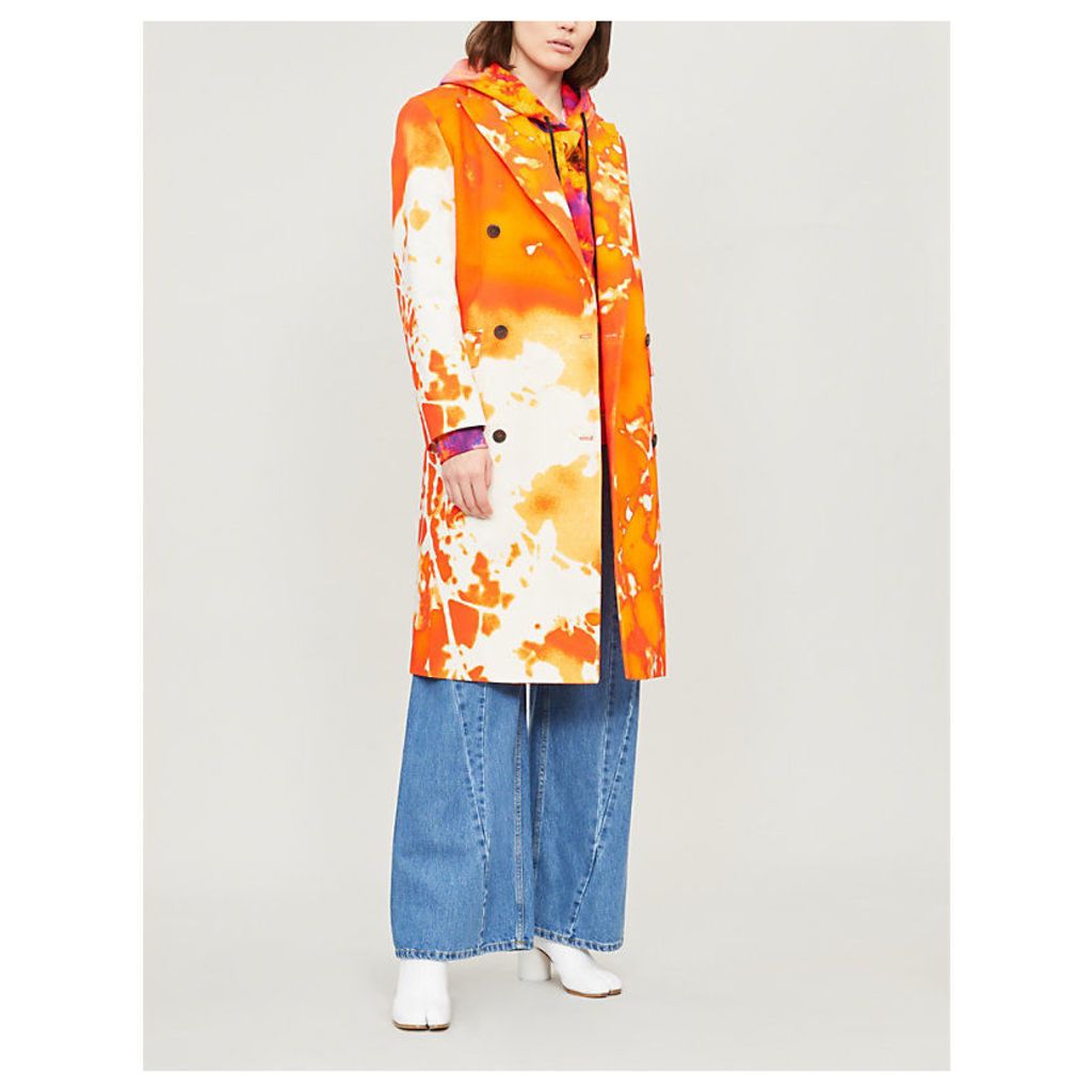 Tie-dye double-breasted cotton coat