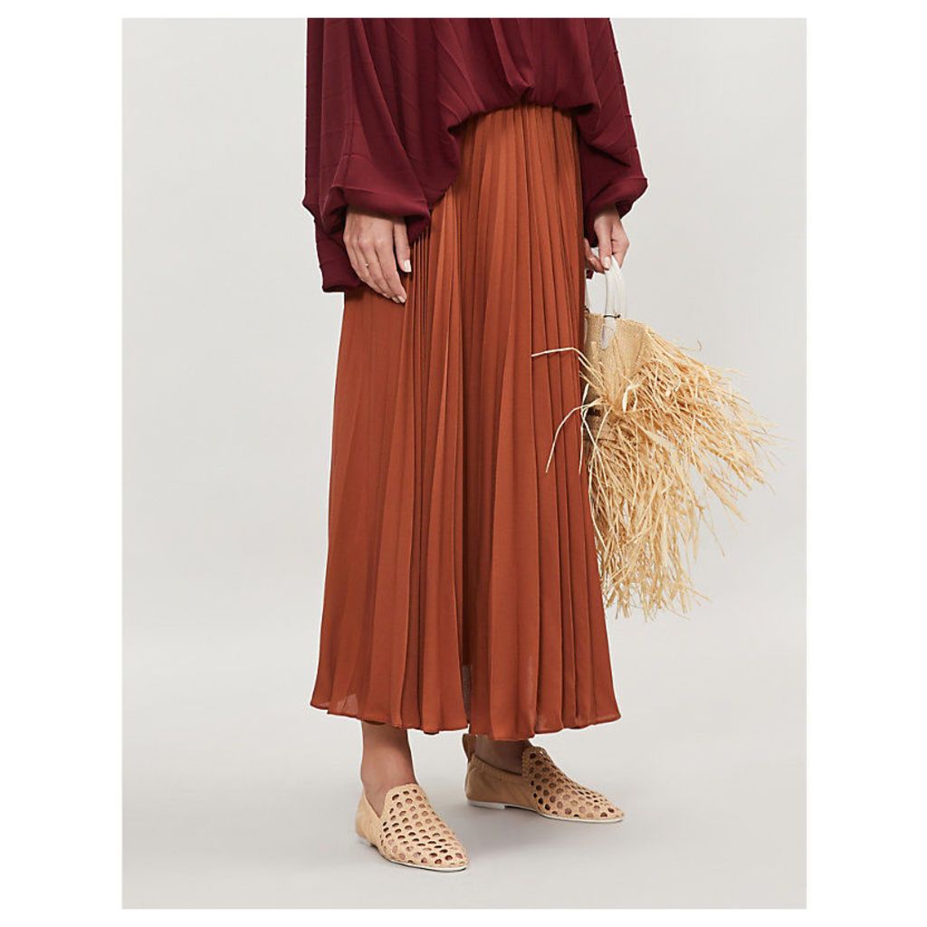 Pleated silk-crepe skirt