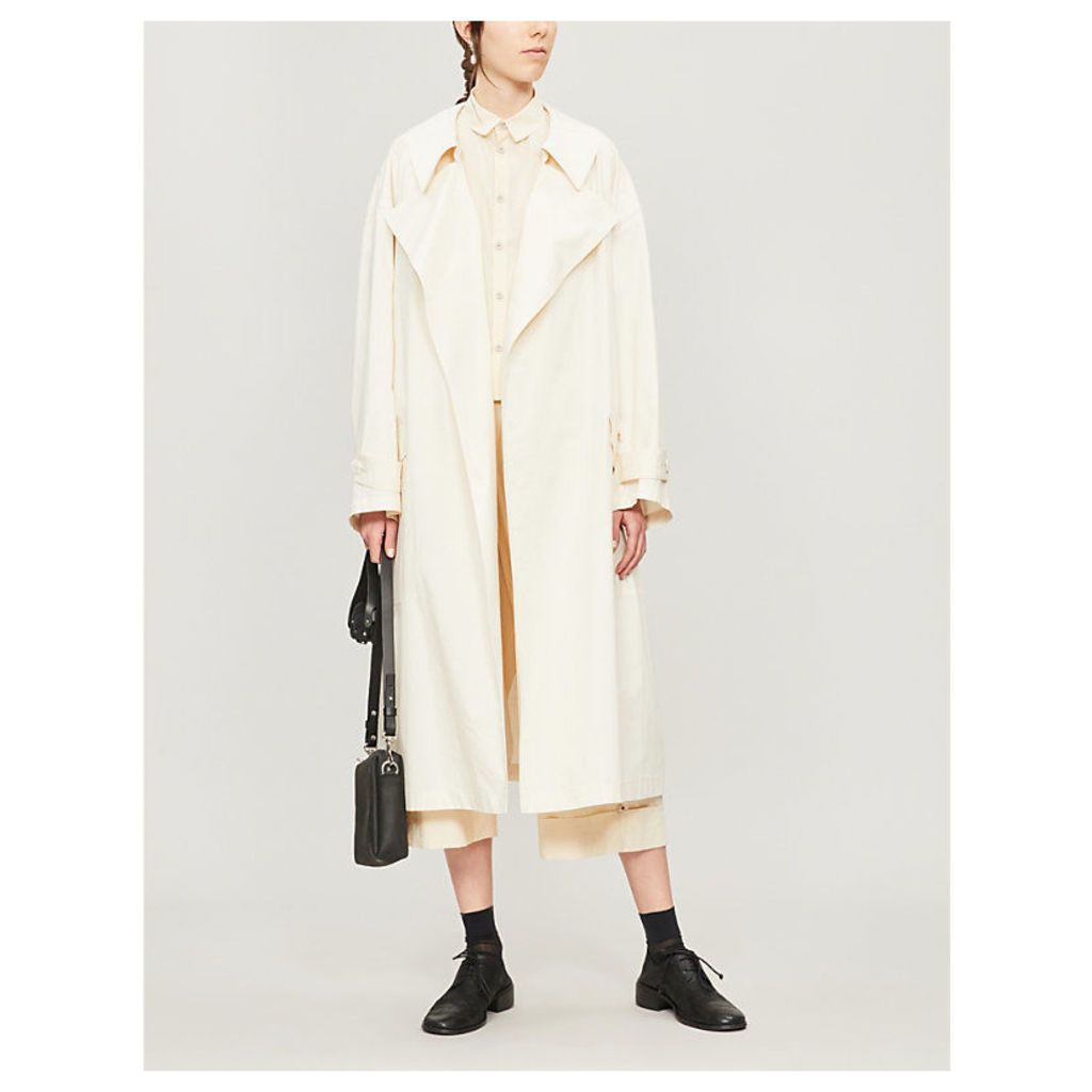 Oversized belted cotton trench coat