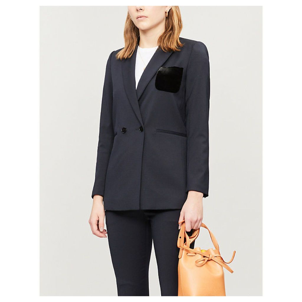 Double-breasted woven suit blazer