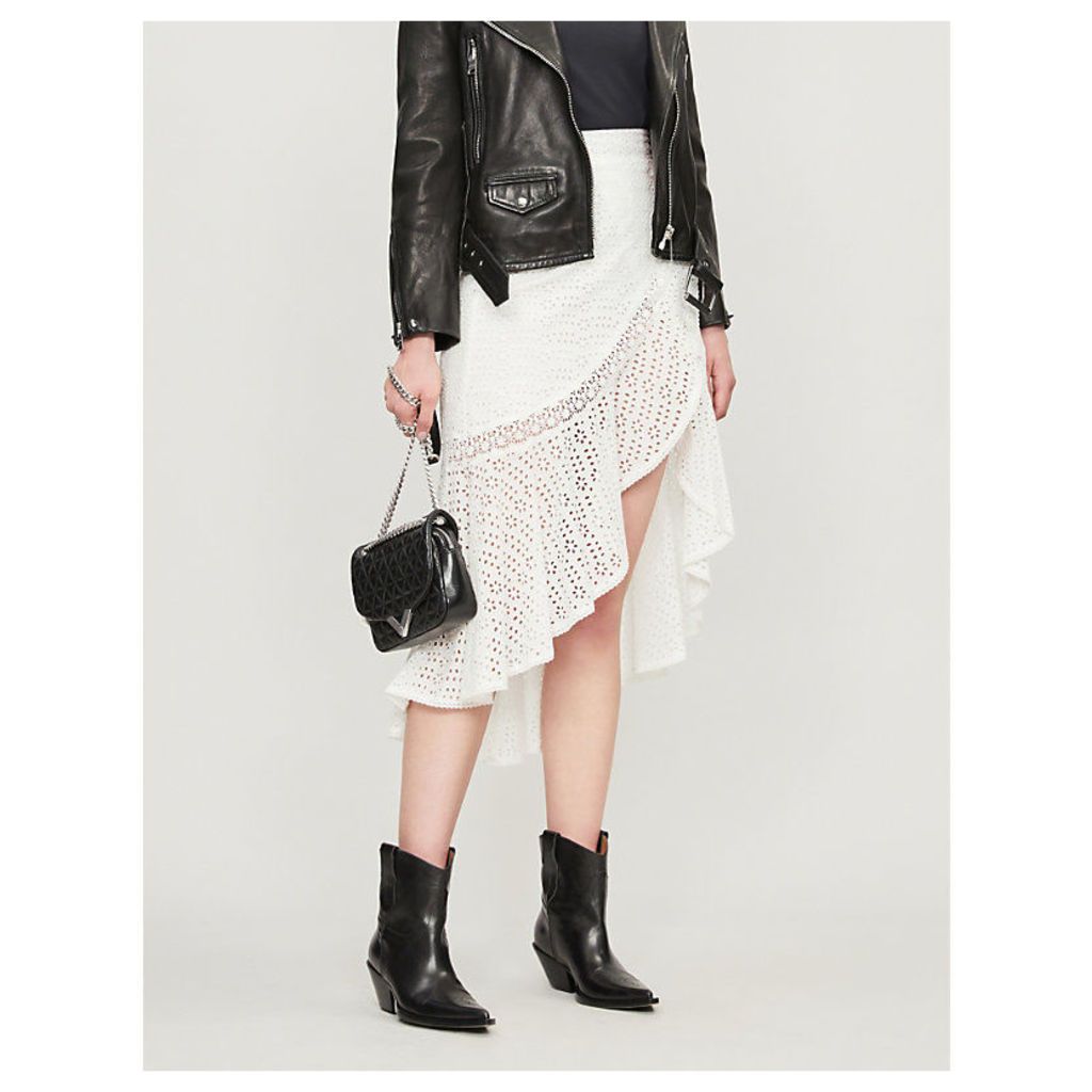 Asymmetric cotton midi skirt