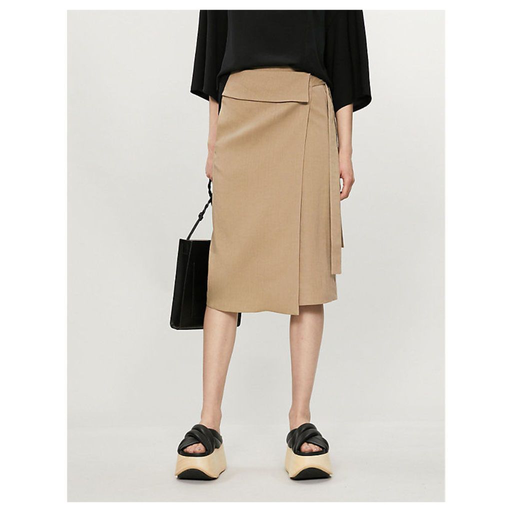Finch fitted high-rise linen-blend skirt