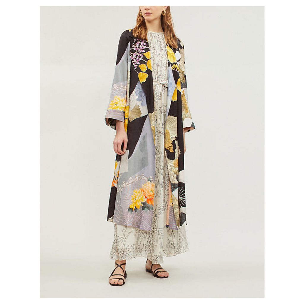 Patchwork floral-print cotton-blend knit jacket