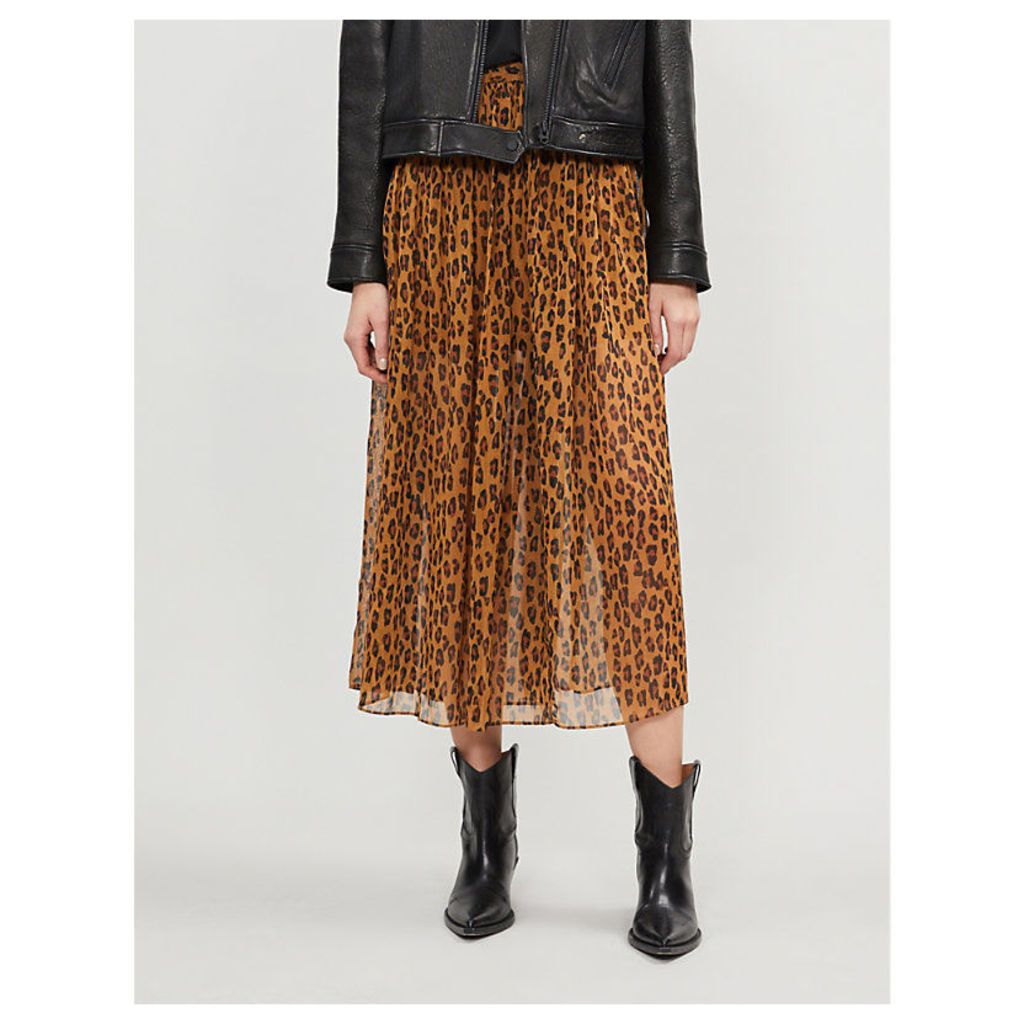 Lydia leopard-print woven midi skirt