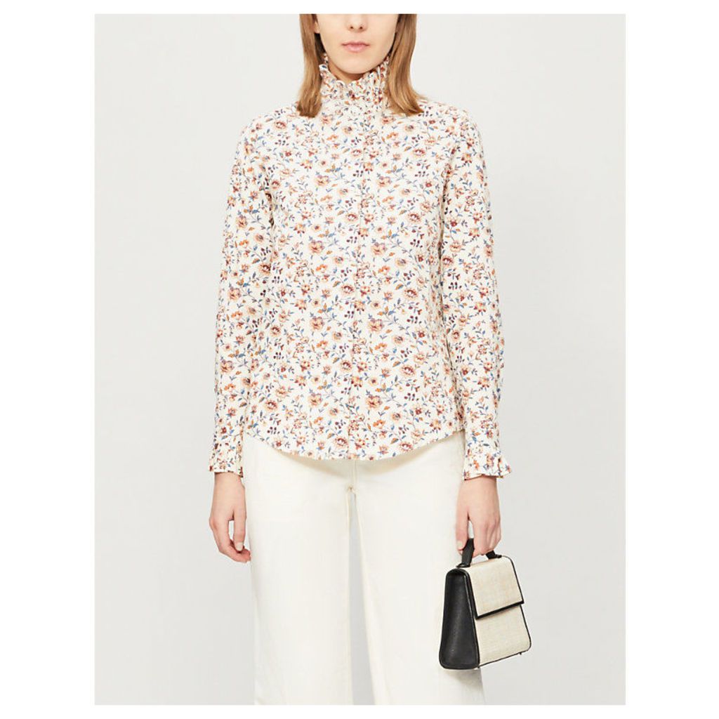 Columbe Enna frilled floral-print cotton shirt
