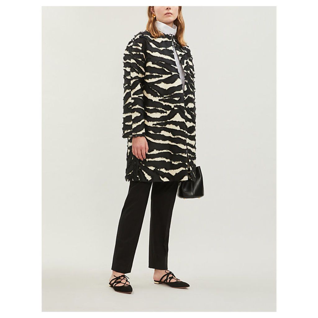 Zebra-striped woven coat