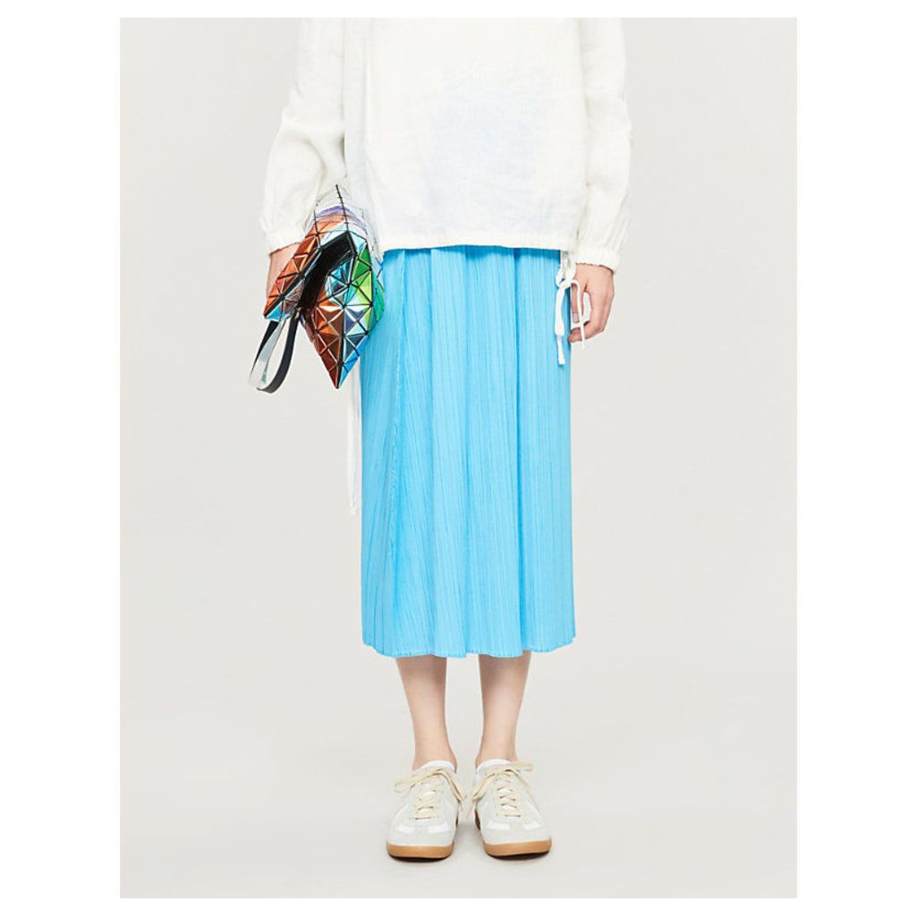 Moncol high-waist pleated midi skirt