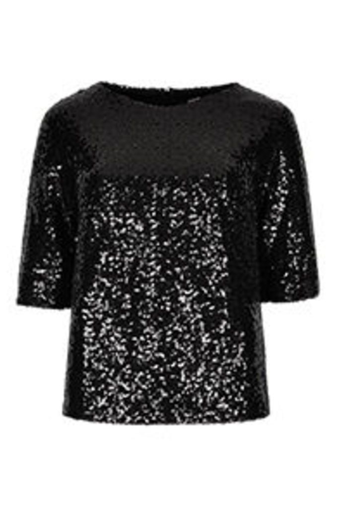 Black All Over Sequin Blouse