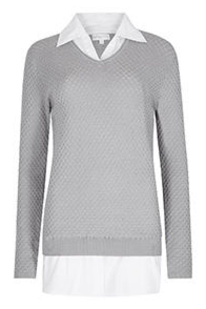 Grey 2 in 1 Shirt & Fine Knit Jumper
