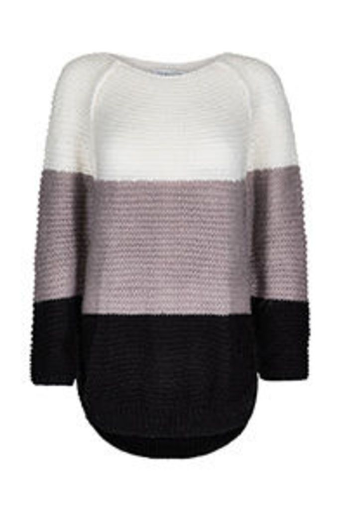 Cream Stone & Black Colour Block Oversized Jumper