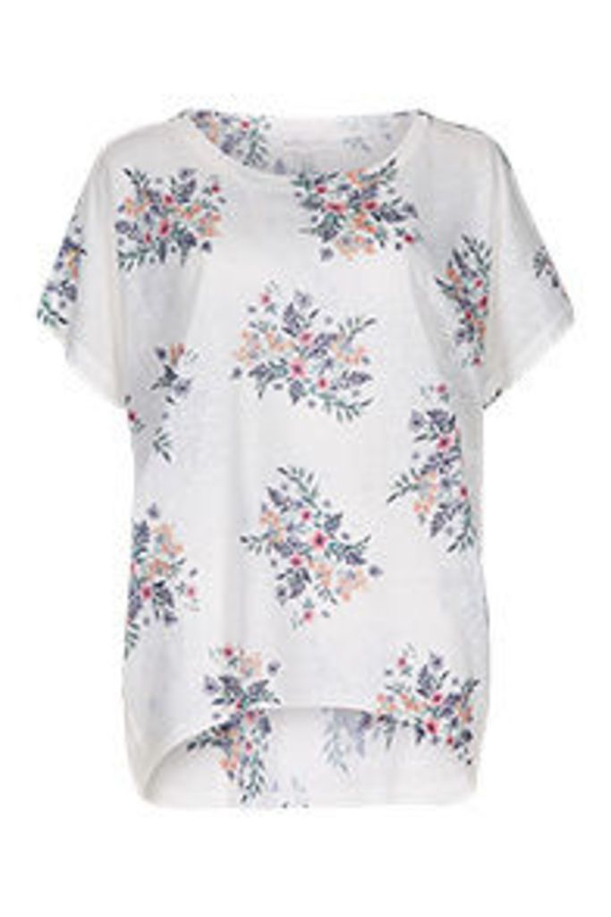 White Spring Floral Bouquets Print T-Shirt