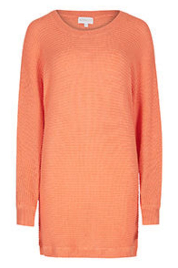 Coral Button Up Back Batwing Jumper