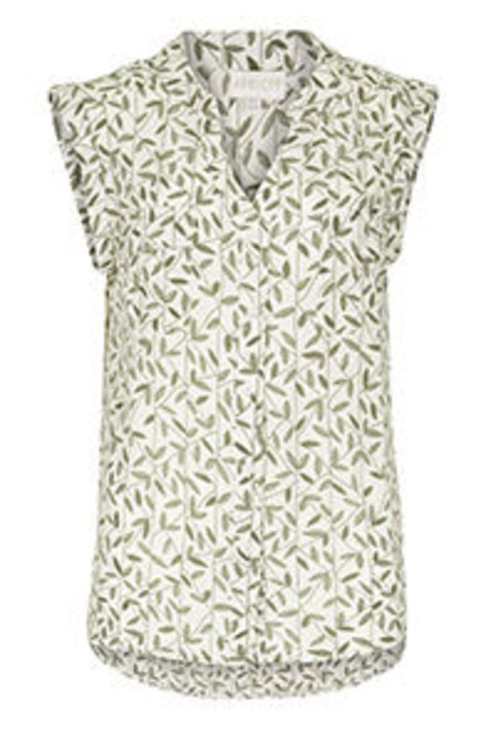 White & Khaki Leafy Print Shirt