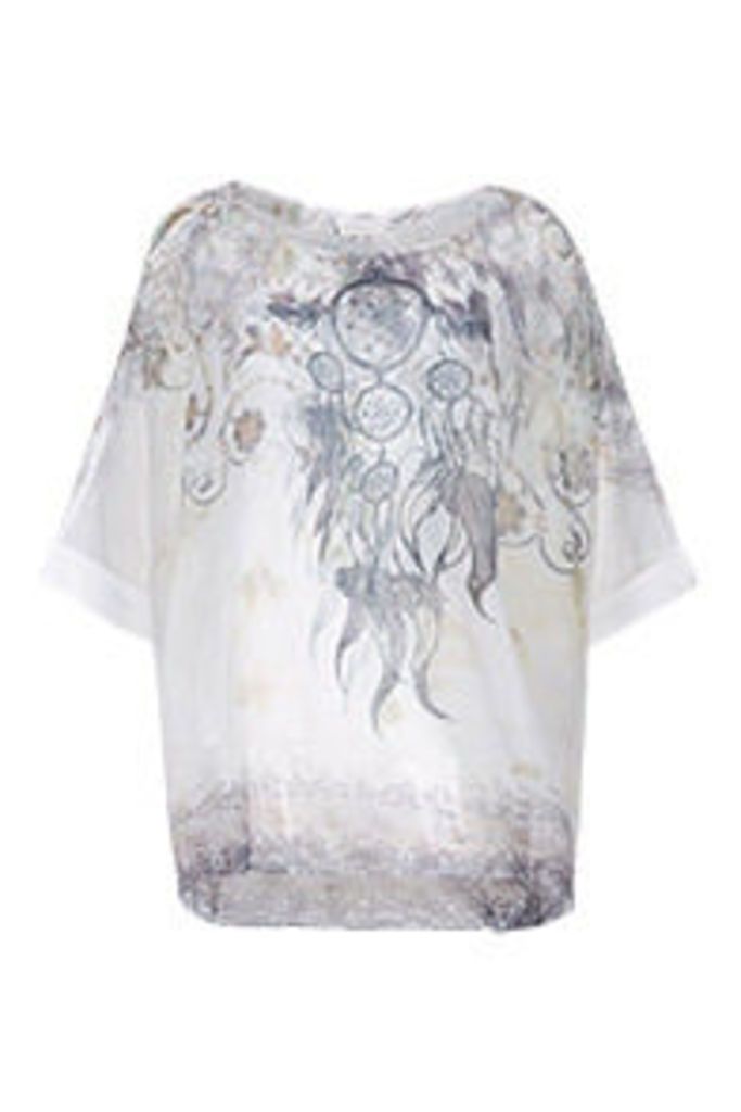White Grey & Stone Watercolour Dreamcatcher Print T-Shirt